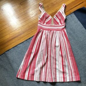 Cotton blend red stripe dress